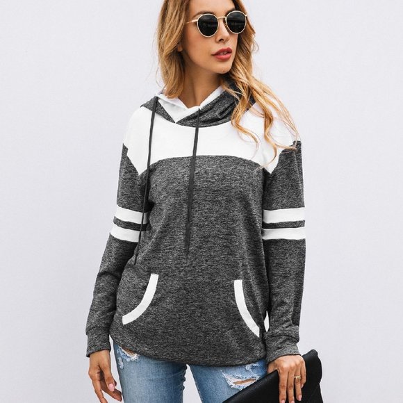 Cathy's Boutique Tops - Grey and White Soft Hoodie